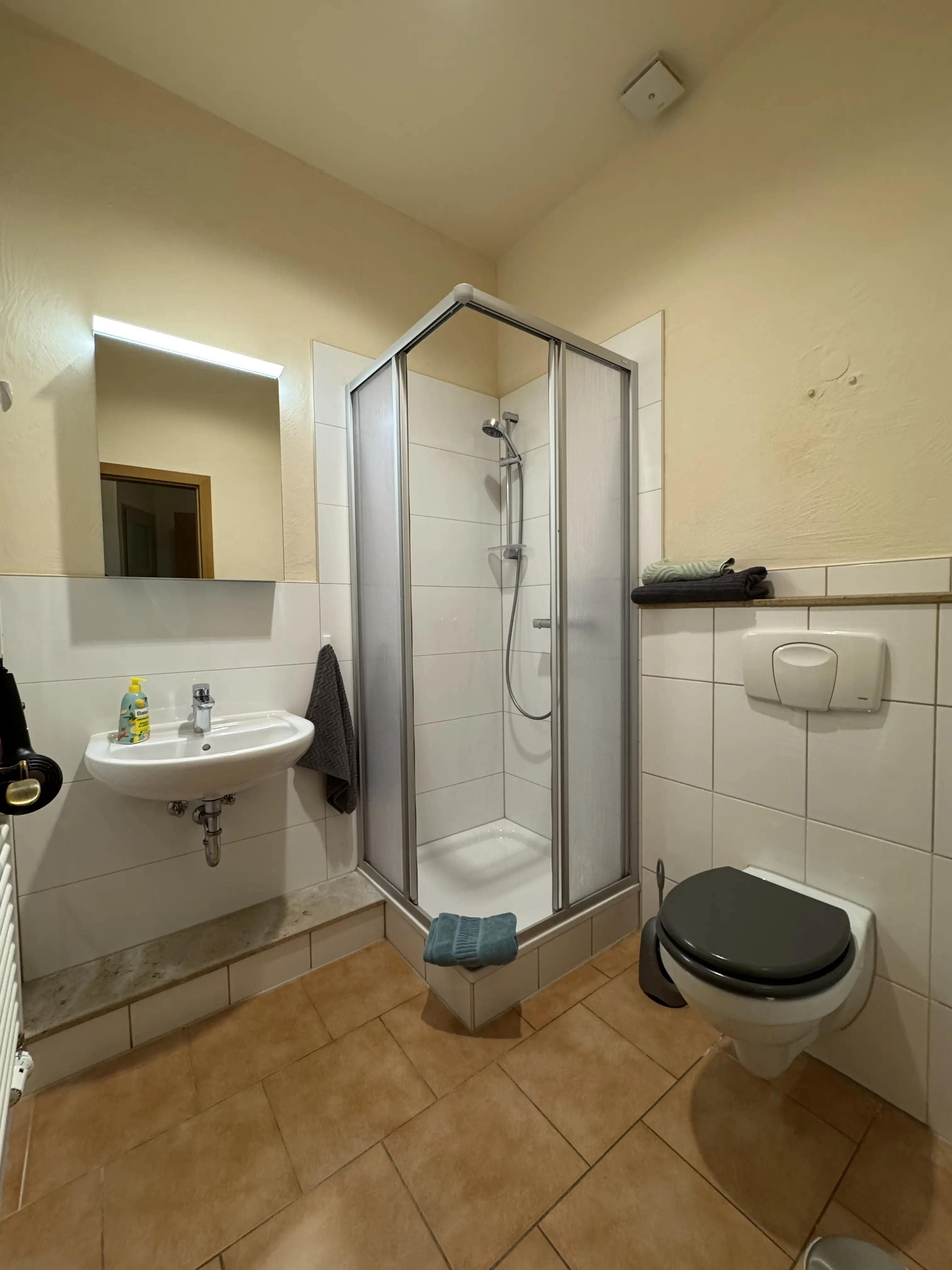 Badezimmer mit Haartrockner der FeWo für 2 Pesonen